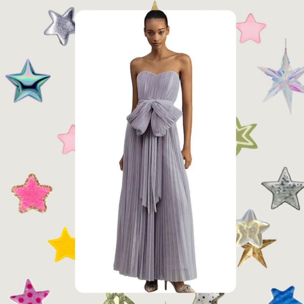 Hutch Lavender strapless pleated with bow Maxi Dress Sz 4/small NWT